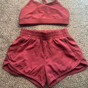 Ohh lala SZ CL -Dusty Rose Athletic Set - Crop Top & Shorts